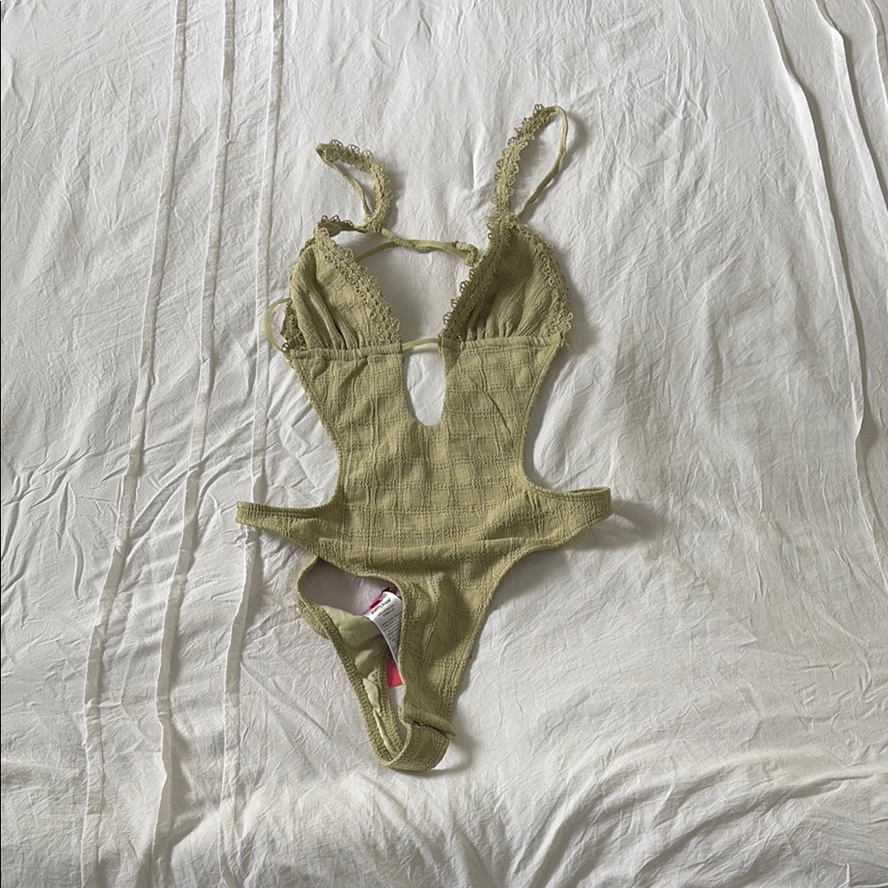 Edikted Green Bodysuit with Plunging Neckline